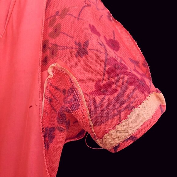 Vintage Lanz Dress 60s Fit and Flare XS Red Floral Wool Linen With Pockets - Picture 9 of 14